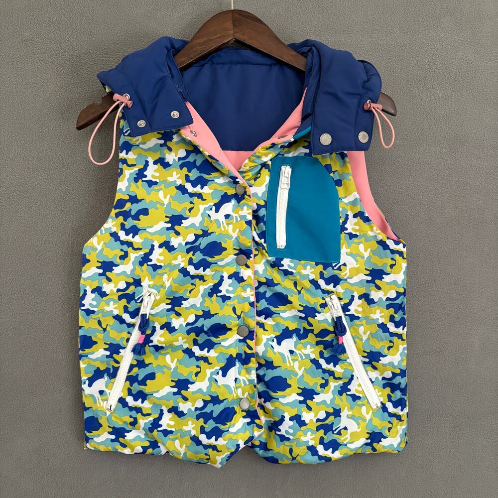 Kids' Reversible Pink & Camo Hooded‎ Puffer Vest by Worker's Garage L/XL